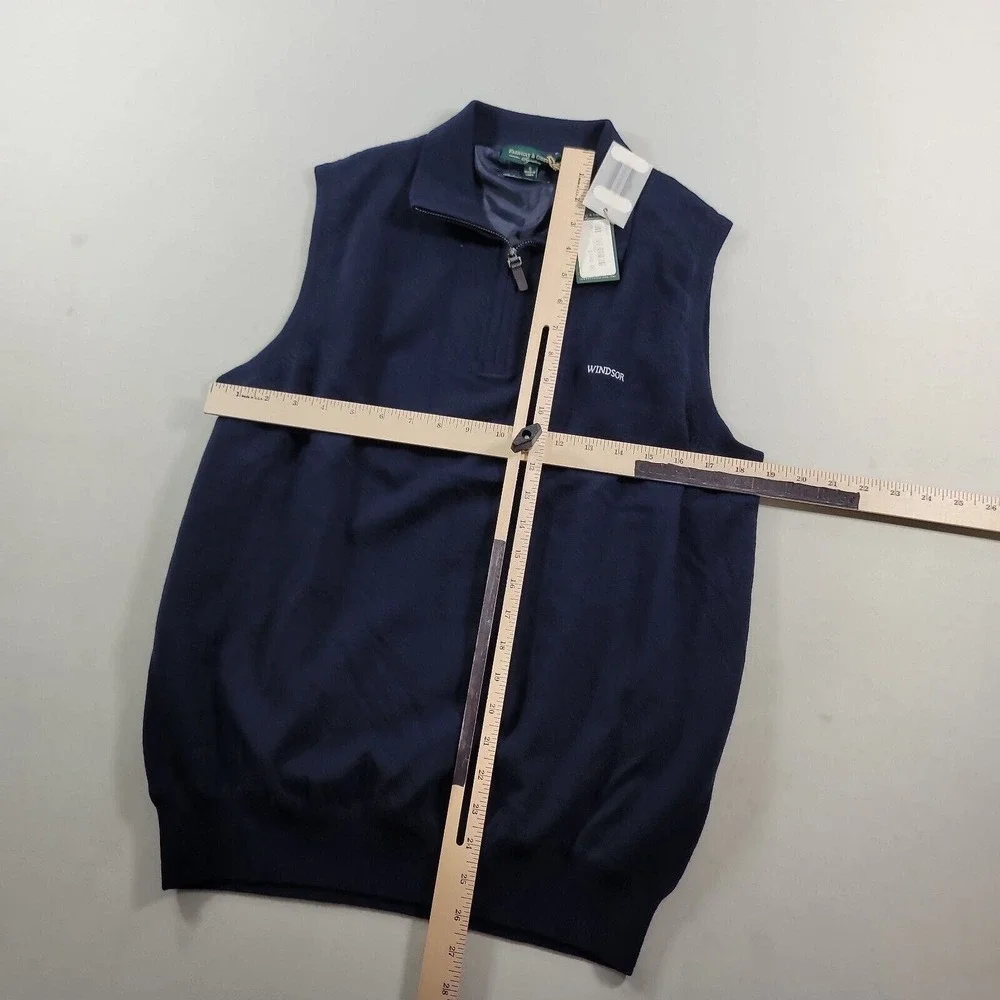 Fairway & Greene Sweater Vest Mens Small Navy Merino Wool Windstopper NEW‎